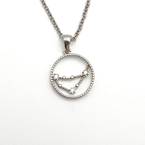 Capricorn Constellation Zodiac Silver Tone CZ Pendant Charm Dainty Necklace 16” - Picture 4 of 6